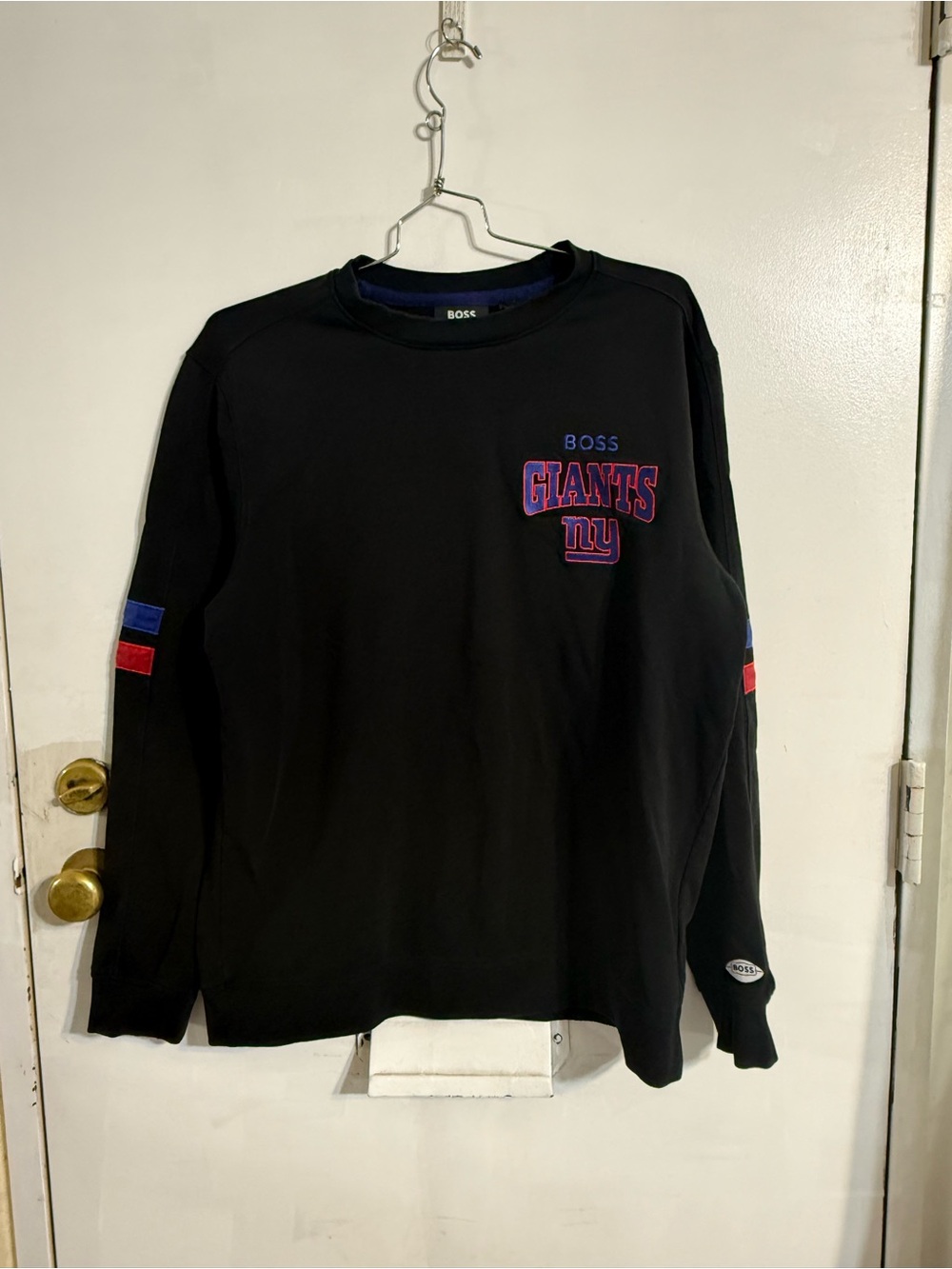 Boss Black Long Sleeve Giants Logo Sweatshirt with Red & Blue Accents